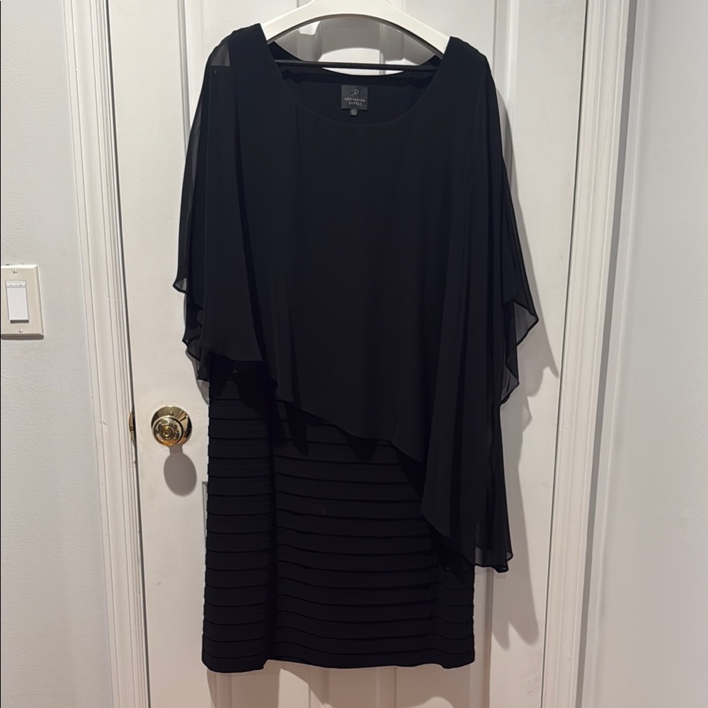 Adrianna Papell Black Asymmetrical Ruched Sheath Dress